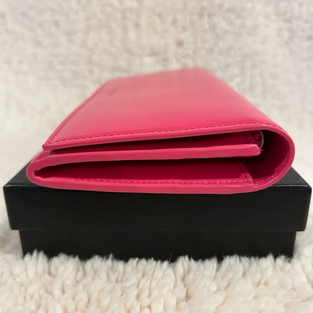 YSL Continental Leather Wallet in Pink